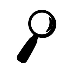 A black and white image of a magnifying glass in silhouette