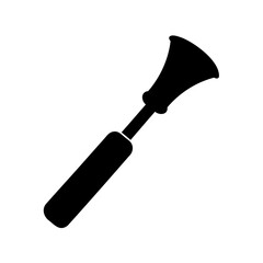 Black silhouette of a medical tool speculum or ear trumpet, used for examinations