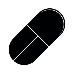 Minimal Glyph Capsule Shaped Pill Split in Half Vector Illustration