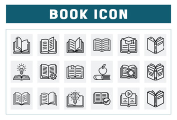 Line book icon and icon pack