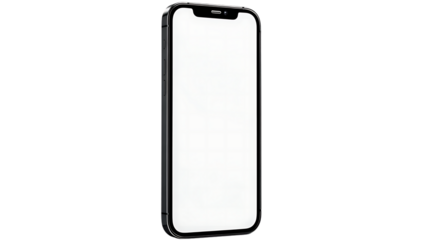 Modern smartphone with blank screen isolated on transparent background