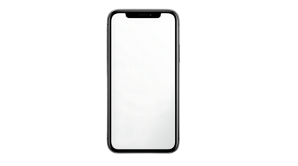 Modern smartphone with blank screen isolated on transparent background