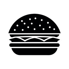 Minimal Glyph Cheeseburger with Sesame Bun Vector Illustration
