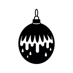 Minimal Glyph Christmas Ornament Ball with Decoration Vector Illustration