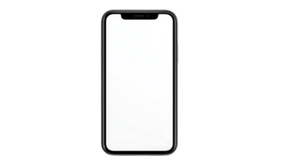 Modern smartphone with blank screen isolated on transparent background