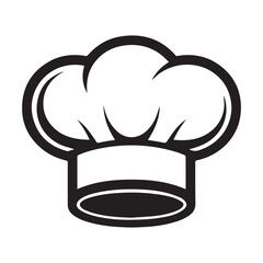 Minimal chef hat icon in black outline, kitchen and restaurant logo