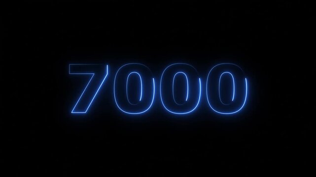 abstract beautiful neon countdown 7000 number animation background 4k video.