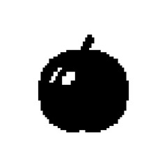 Fototapeta premium Black Pixel Art Apricot Icon