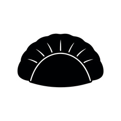 Minimal Glyph Dumpling with Crimped Edges Vector Illustration
