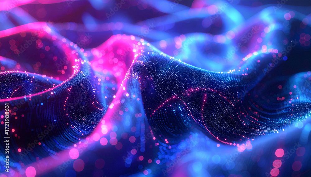 Poster digital swirls: this artwork features an abstract design, showcasing a dynamic flow of digital threa