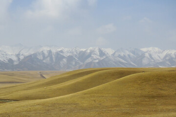landscape with mountains and clouds