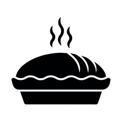 Minimal Glyph Pie with Steam Lines Rising Vector Illustration