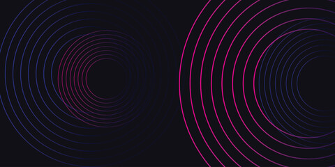 Fototapeta premium Dark abstract background with glowing wave. Shiny moving lines design element. Modern purple blue gradient flowing wave lines. Futuristic