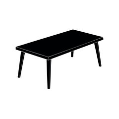 Minimal Glyph Rectangular Table with Four Legs Vector Illustration