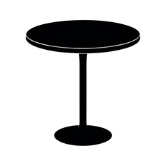 Minimal Glyph Round Table with Single Pedestal Base Vector Illustration