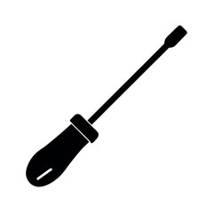 Minimal Glyph Screwdriver with Handle and Flat Head Vector Illustration
