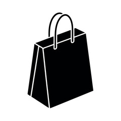 Minimal Glyph Shopping Bag with Handles Vector Illustration