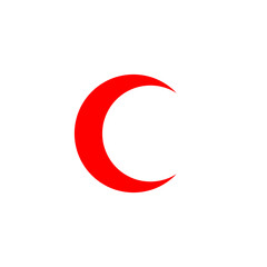 Red crescent symbol representing humanitarian aid and support during crises worldwide. Vector illustration