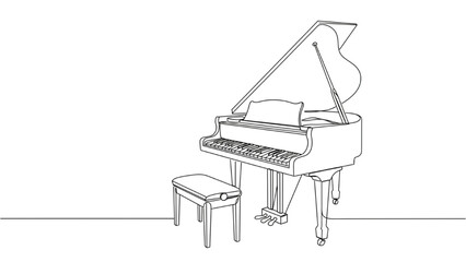 Single line drawing piano minimal art