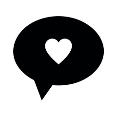 Minimal Glyph Speech Bubble with Heart Symbol Vector Illustration