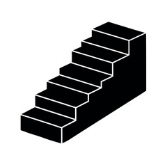 Minimal Glyph Staircase with Steps and Railing Vector Illustration