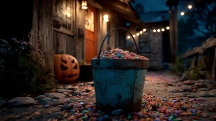 Candy bucket outdoors night - Powered by Adobe