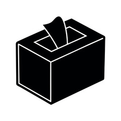 Minimal Glyph Tissue Box with Tissue Coming Out Vector Illustration