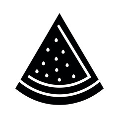 Minimal Glyph Triangular Watermelon Slice with Rind Vector Illustration