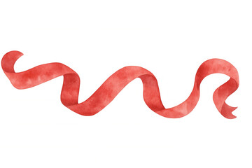 Fototapeta premium Waving red watercolor ribbon with flowing texture, creating a festive banner element on transparent background