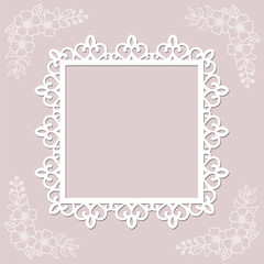 Elegant square ornamental frame template for laser cutting and craft designs