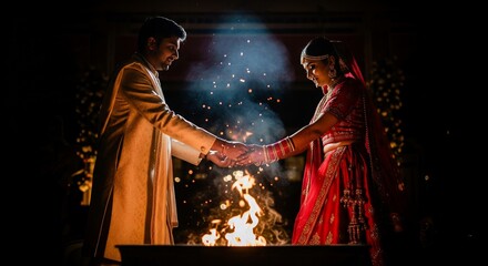 Indian Bride And Groom Holding