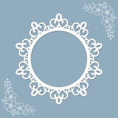 Circular decorative frame with intricate laser cut ornamental border design