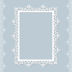 Sophisticated rectangular laser cut frame with elegant pattern for weddings