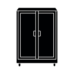 Minimal Glyph Wardrobe Closet with Two Doors Vector Illustration
