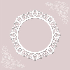 Elegant circular decorative frame with traditional intricate laser cut pattern