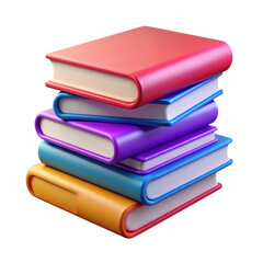 3D icon of a stack of colorful books arranged on transparent background in a cheerful back to school educational and reading concept. Generated AI.