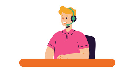 Friendly customer support representative assisting clients with headset