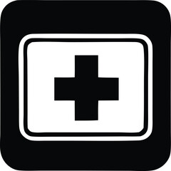 Obraz premium Simple medical first aid cross icon symbol for healthcare safety and emergency services clean design element