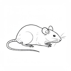 Line drawing of a rat lying down with detailed fur texture and natural posture — wildlife sketch for educational and design use.
