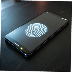 smartphone with glowing fingerprint authenticatio