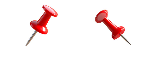 Classic Red Push Pin on Wooden Desk Surface