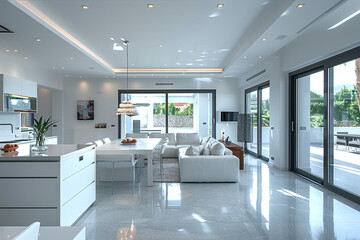 Fototapeta premium Modern Home Interior Kitchen with Stylish Dining Space