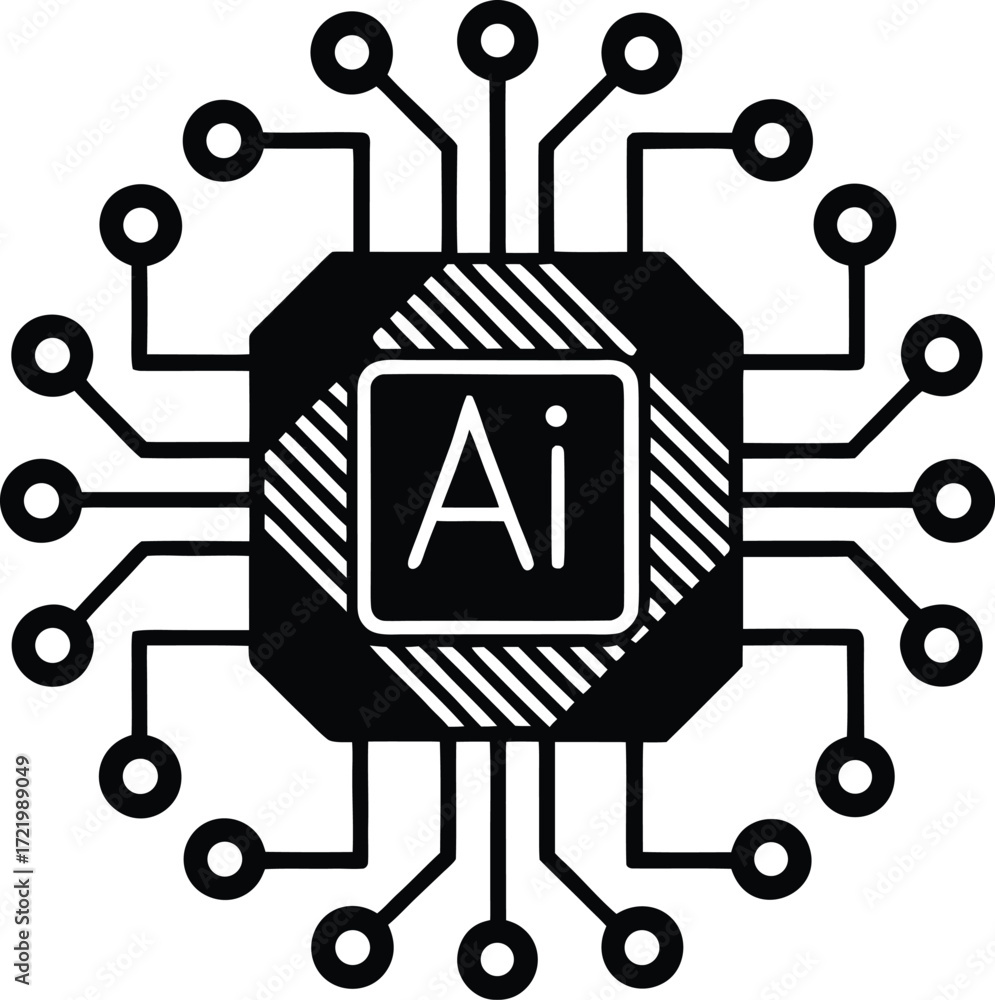 Poster modern abstract ai chip circuit symbol representing artificial intelligence technology innovation an