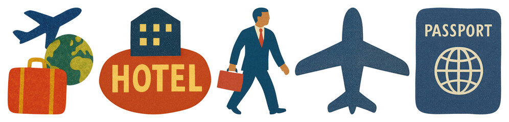 Obraz premium PNG Travel icons for global adventures, element set on transparent background