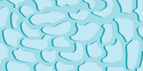 Seamless vector pattern of abstract blue background with bubbles and drops, featuring geometric wave illustration and light water texture design