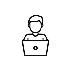 3d man with a laptop