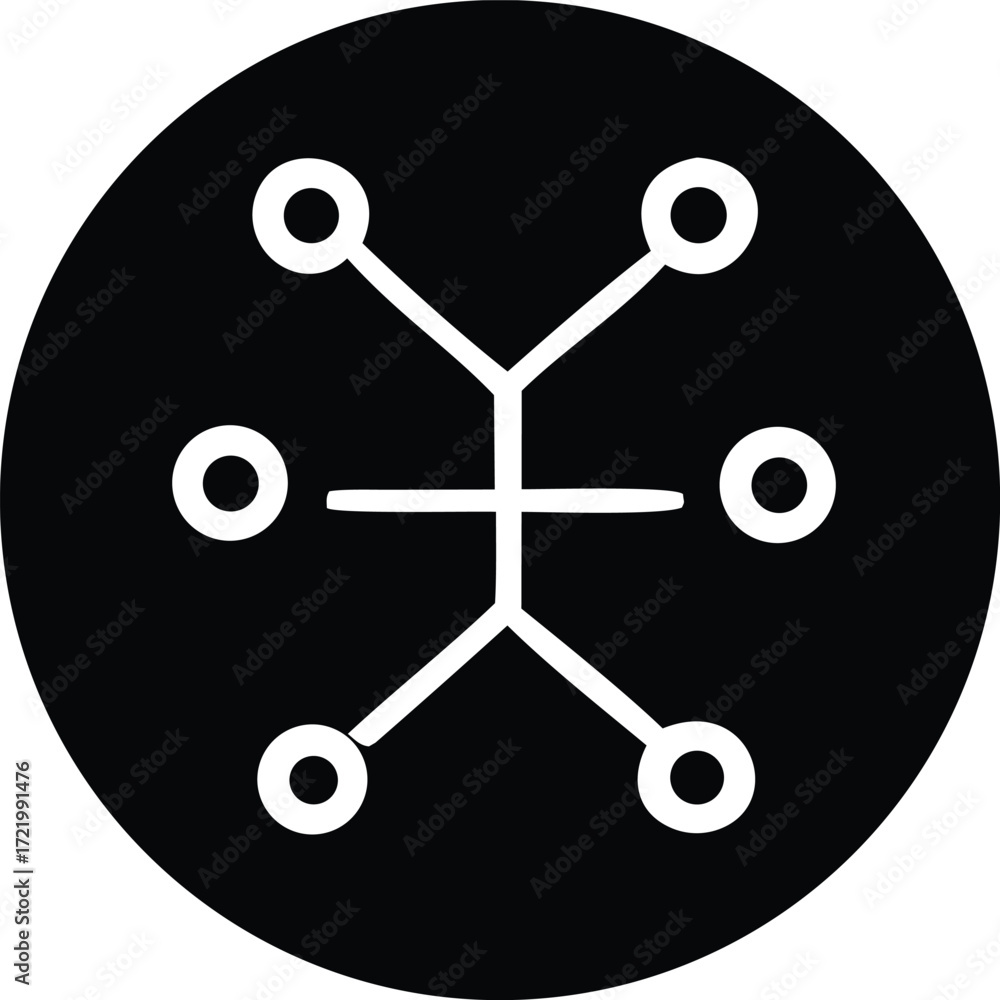 Poster mysterious geometric symbol abstract design connected circles lines cosmic connection energy flow sy