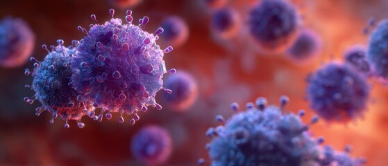 The detailed illustration of a virus under microscopic observation