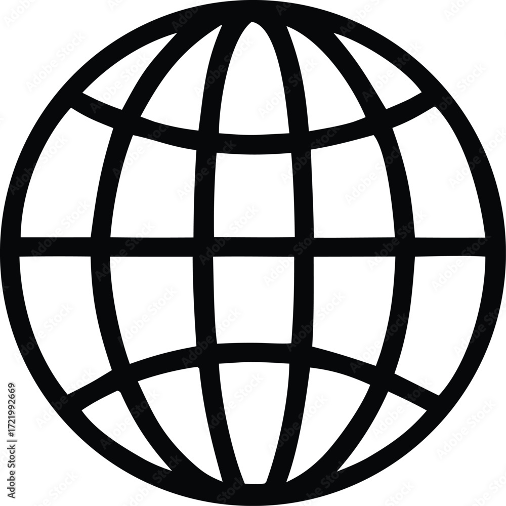 Poster global network icon simple outline globe earth symbol for internet and communication worldwide conne