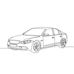 Naklejka premium Outline of a modern sedan car in a minimalist style 